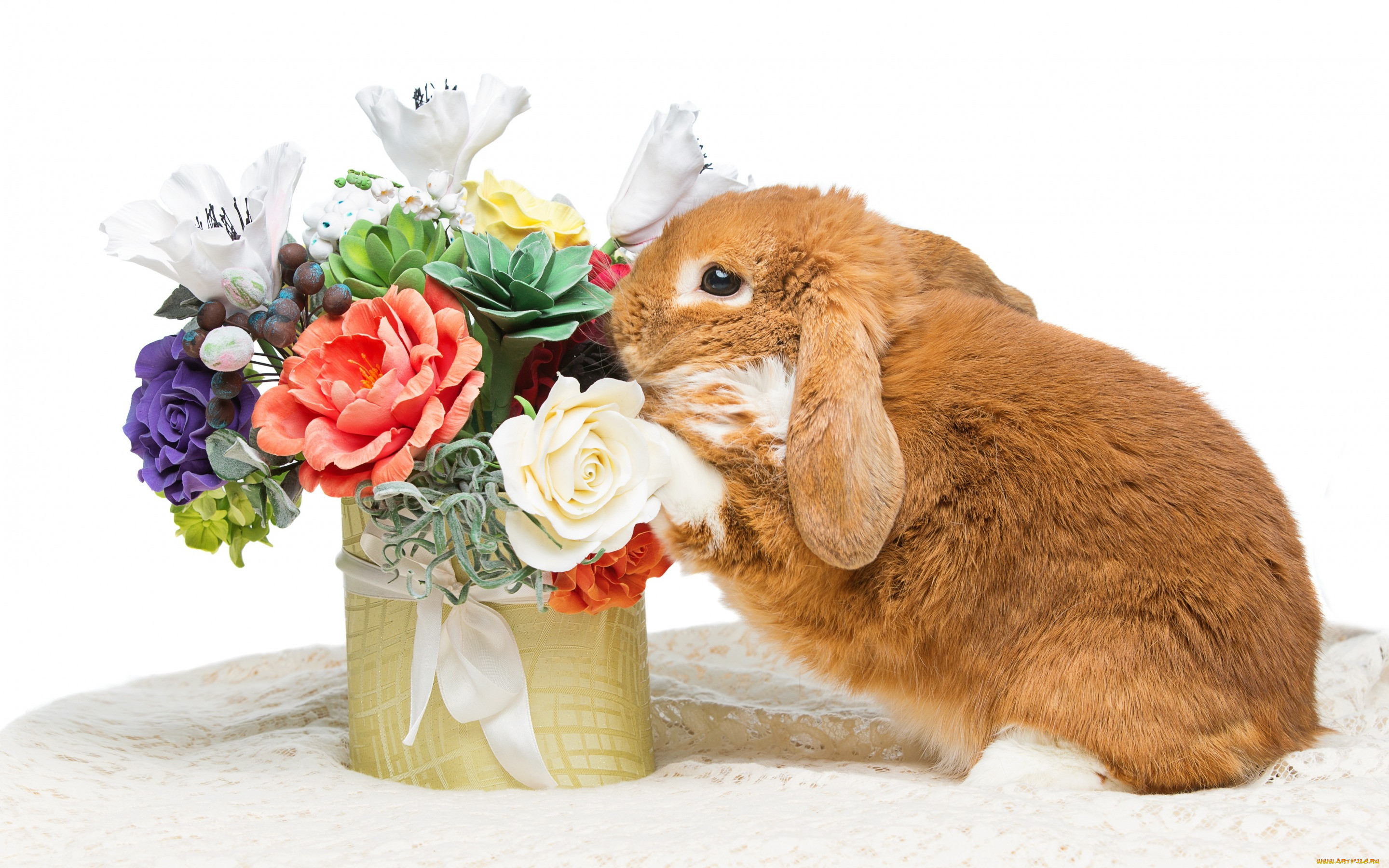 , ,  , , flowers, spring, eggs, , happy, rabbit